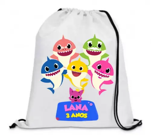 Kit com 30 Lembrancinha Mochilinha Saco Baby Shark