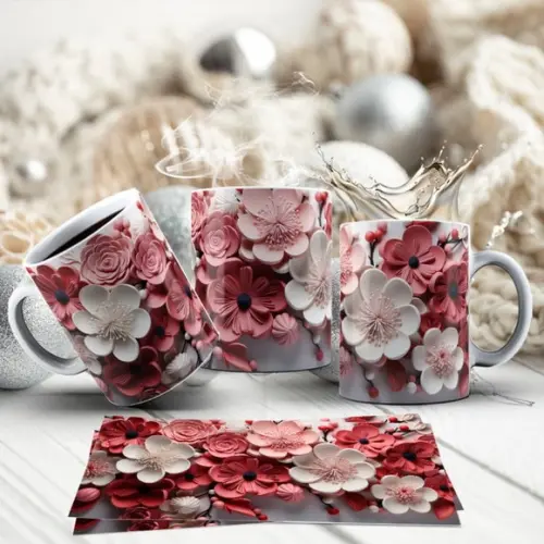 Kit com 2 Canecas Floral em Porcelana ? Delicadeza e Estilo