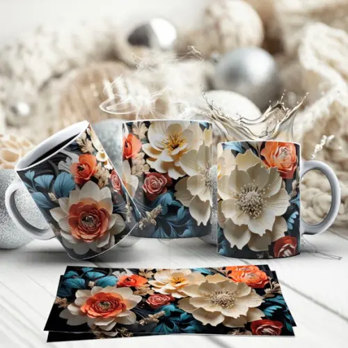 Kit com 2 Canecas Floral em Porcelana ? Delicadeza e Estilo