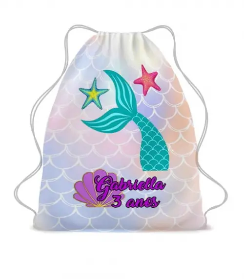Kit com 40 Lembrancinha Mochilinha Saco Sereia