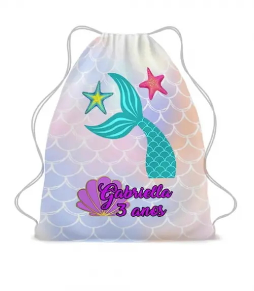 Kit com 20 Lembrancinha Mochilinha Saco Sereia