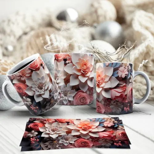 Kit com 2 Canecas Floral em Porcelana ? Delicadeza e Estilo