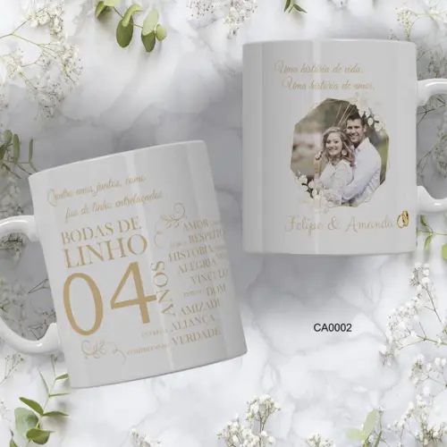 Kit com 5 Canecas Bodas Personalizada Escolha Sua Estampa