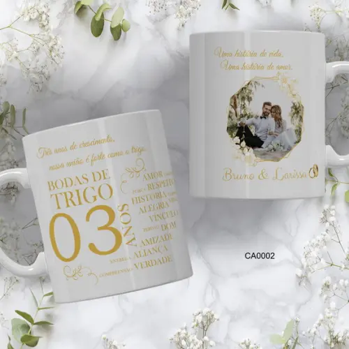 Kit com 5 Canecas Bodas Personalizada Escolha Sua Estampa