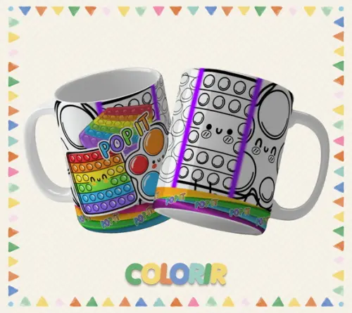 Kit com 5 Canecas Dia das Crianças Desenho Infantil Colori