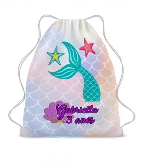 Kit com 50 Lembrancinha Mochilinha Saco Sereia