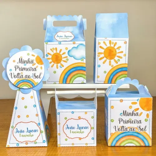 Kit Festa 20 Caixa Aniversário Volta ao Sol Personalizada