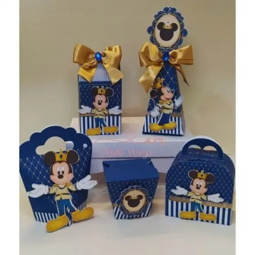 Kit Festa 30 Caixa Aniversário Mickey Realeza Personalizada