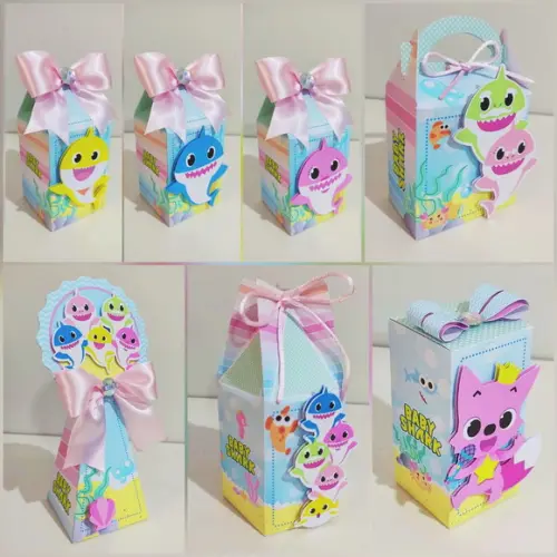 Kit Festa para Aniversário Baby Shark Kit com 10 Caixa