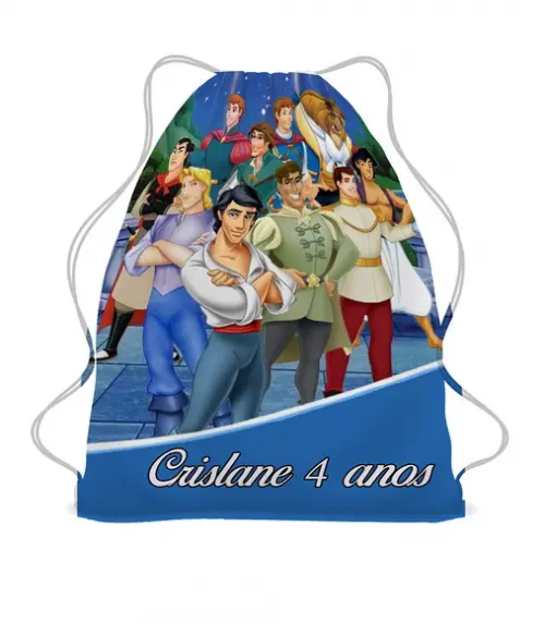 Lembrancinha Mochilinha Saco Princesas Disney Kit com 40