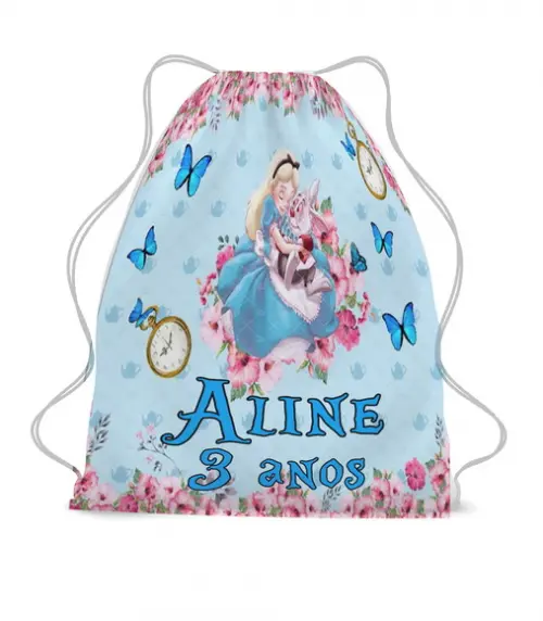Mochila Saco Sacochila Alice no Pais das Maravilha