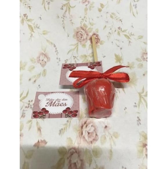 20 Sabonetes Mini Botão de Rosa no Palito com Tag ~