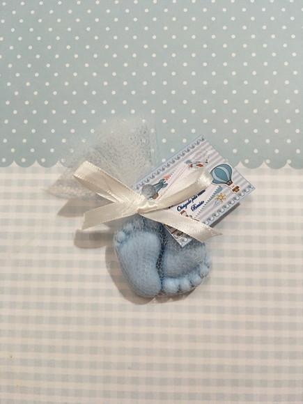 50 Sabonete Par de Pés Bebê no Tule com Tag Chá de Bebê ~