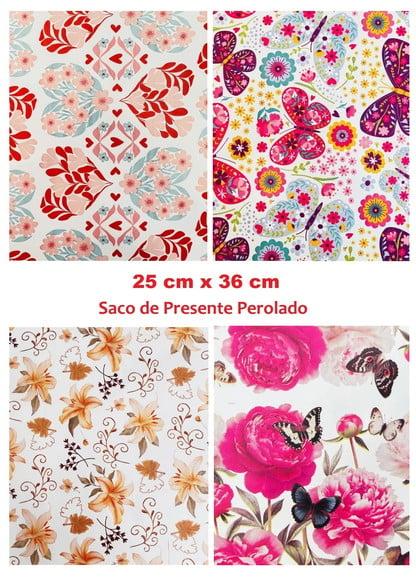 50 Saco de Presente 25 x 36 cm Saquinho de Presente Perolado