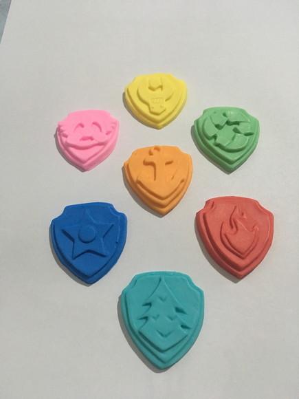 60 sabonete mini escudo patrulha canina no tule com tag
