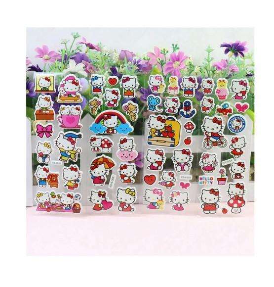 Kit 03 Cartelas de Adesivos Hello Kitty Bolha Alto Relevo ~