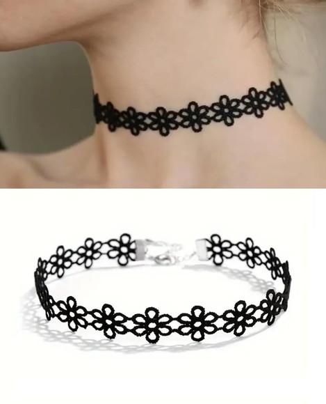 Kit 04 Gargantilha Chocker Colar Preto Bijoux ~