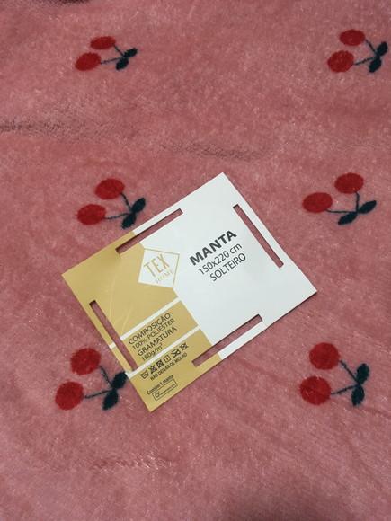 Manta cobertor solteiro com estampa cerejas vintage pin up