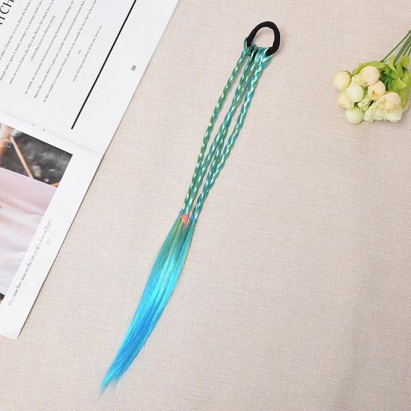 Prendedor de Cabelo com Trancinhas na Cor Verde com Azul /