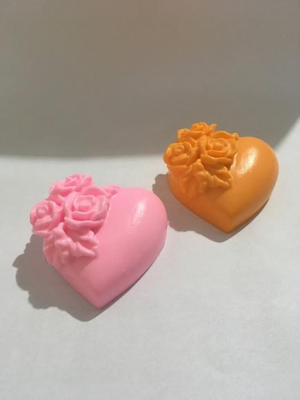 Sabonete Coração com Flor Dia das Mãe