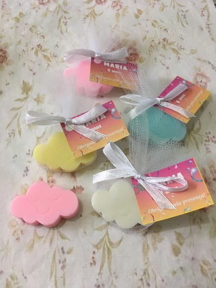 Sabonete Nuvem Chuva de Amor Chuva de Bençãos no Tule /