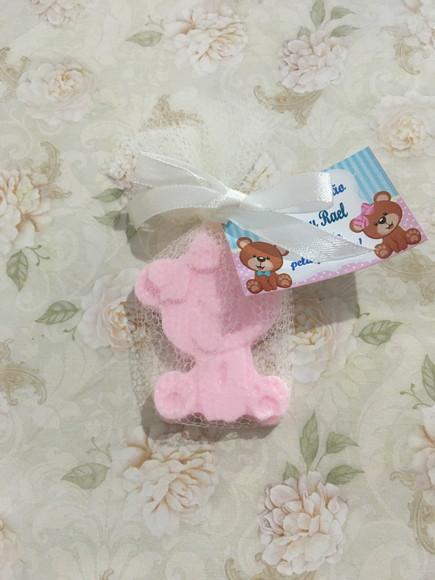 Sabonete Urso Chá Revelação no Tule com Tag /