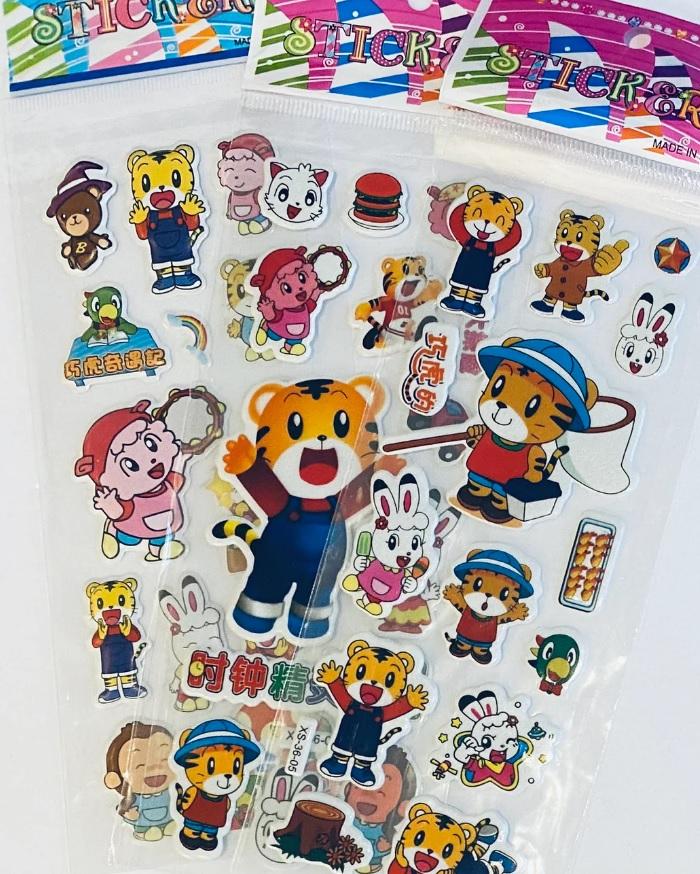 Kit 03 Cartelas de Adesivos 3d Mangá Shimajiro Bolha Alto Relevo