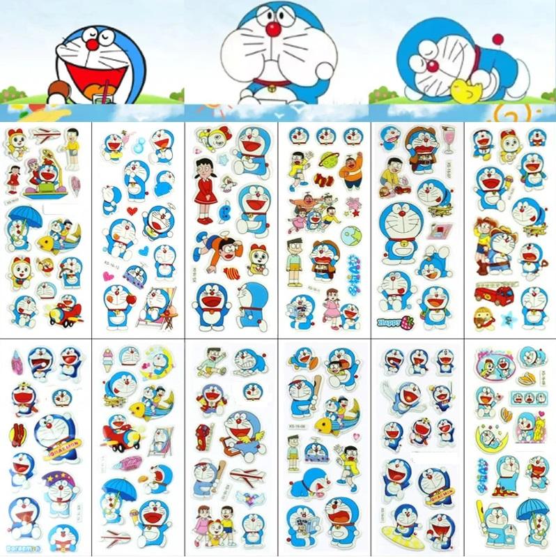 02 Cartelas de Adesivos Doraemon 3d Bolha Alto Relevo ~