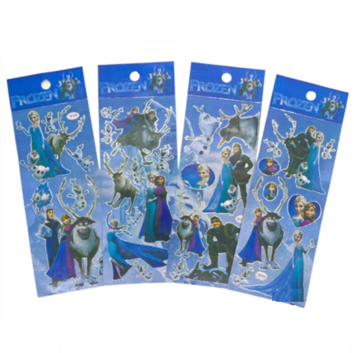 03 Cartelas De Adesivos Frozen Com Brilho Prateado