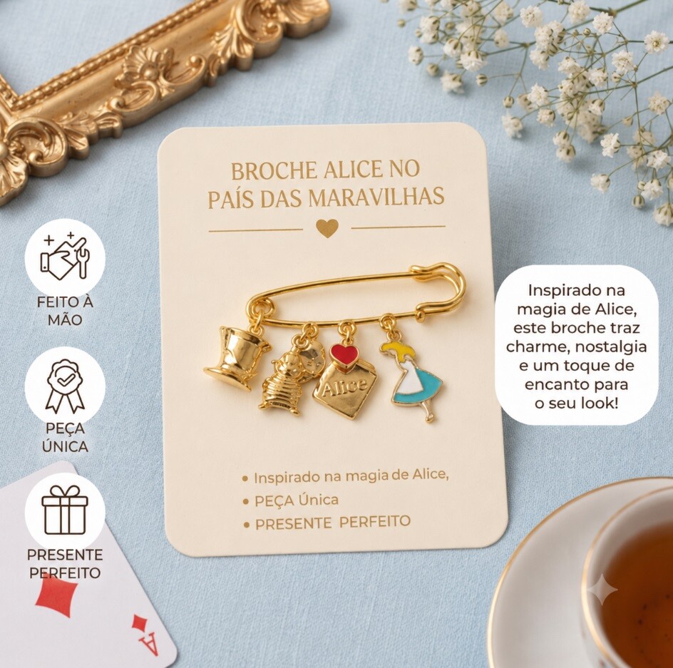 Broche Temático Alice No País Das Maravilhas, Modelo 03