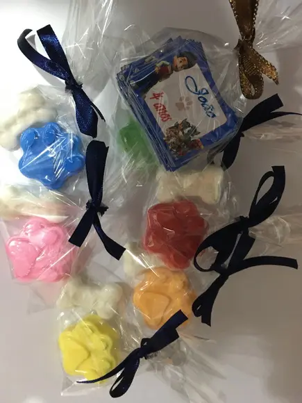100 Sabonete Patrulha Canina Osso e Pata no Celofane + Tag /
