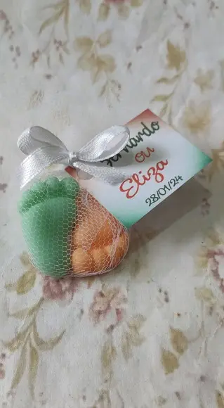100 Sabonetes Pezinho no Tule com Tag Sabonete Pé ~