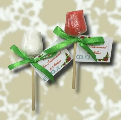 15 Sabonete Artesanal Flor no Palito Mini Rosa com Tag ~
