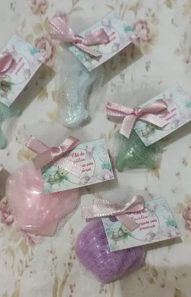 20 Sabonete Fundo do Mar no Tule com Tag Lembrancinha ~