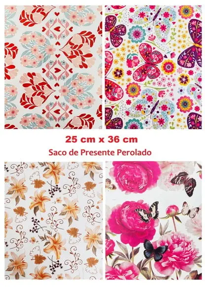 50 Saco de Presente 25 x 36 cm Saquinho de Presente Perolado