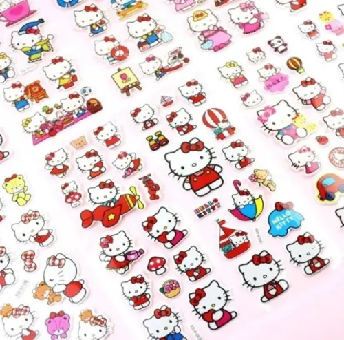 Kit 03 Cartelas de Adesivos Hello Kitty Bolha Alto Relevo ~