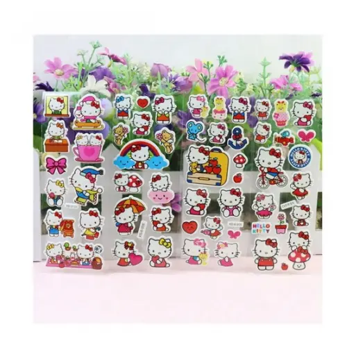Kit 03 Cartelas de Adesivos Hello Kitty Bolha Alto Relevo ~