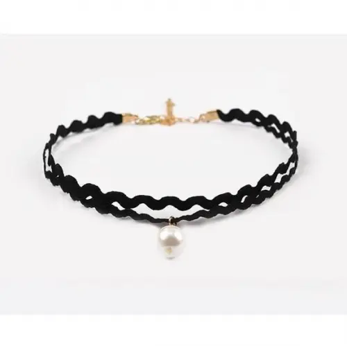 Kit 04 Gargantilha Chocker Colar Preto Bijoux ~