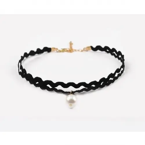 Kit 04 Gargantilha Chocker Colar Preto Bijoux ~