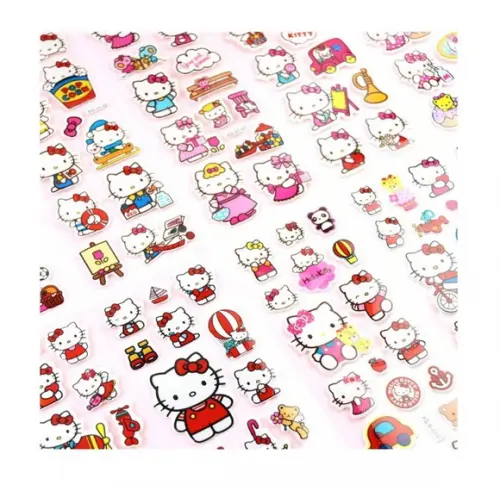 Kit 05 Cartelas de Adesivos Hello Kitty Bolha Alto Relevo ~
