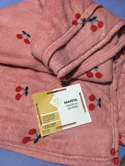 Manta cobertor solteiro com estampa cerejas vintage pin up