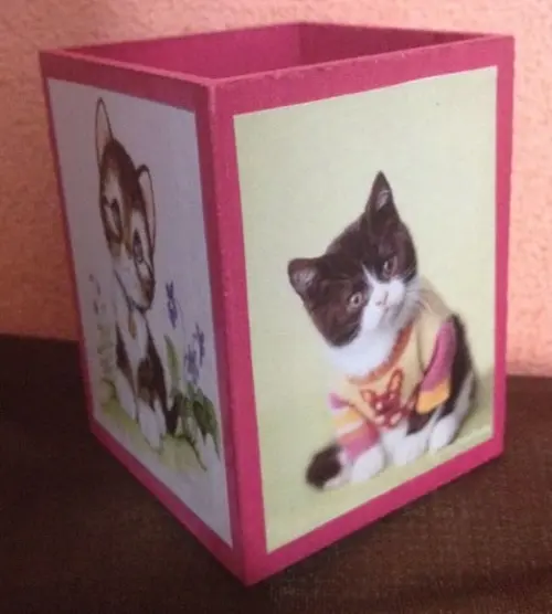 Porta-lápis Gatinhos Fofos em mdf