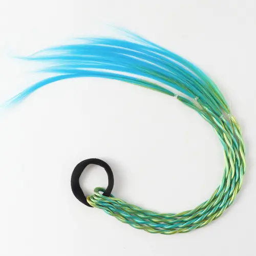 Prendedor de Cabelo com Trancinhas na Cor Verde com Azul /