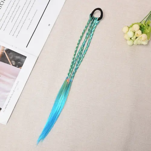 Prendedor de Cabelo com Trancinhas na Cor Verde com Azul /