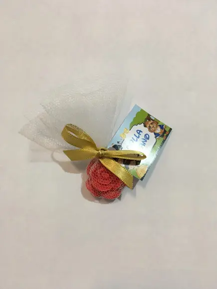 Sabonete Artesanal Mini Flor Bela e a Fera no Tule com Tag /