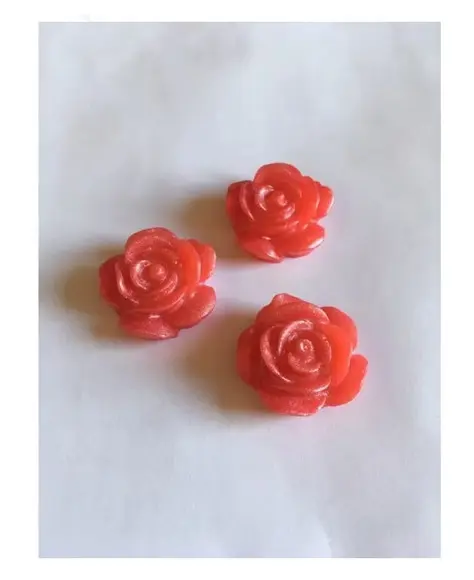 Sabonete Artesanal Mini Flor Mini Rosa Perolada ~