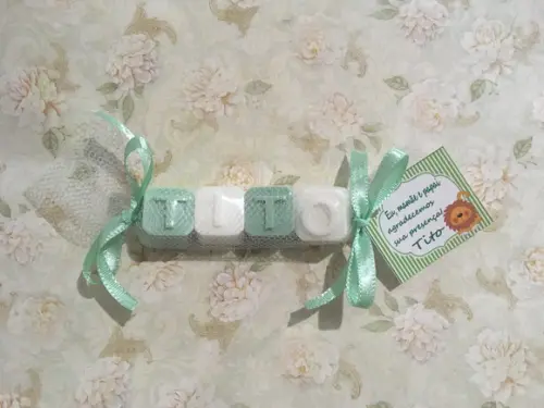Sabonete Artesanal Nome com 4 Letras no Tule com Tag /