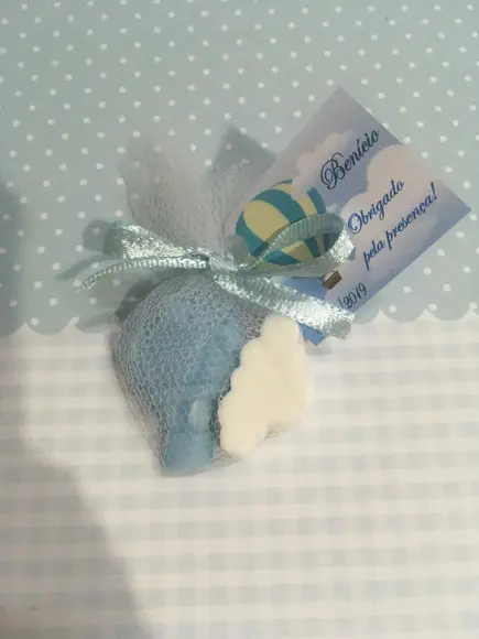 Sabonete Balão e Nuvem no Tule com Tag /
