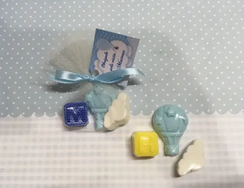 Sabonete Balão, Letra e Nuvem no Tule com Tag /