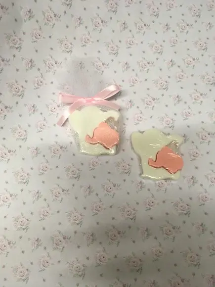 Sabonete Elefante com Filhote no Tule com Tag